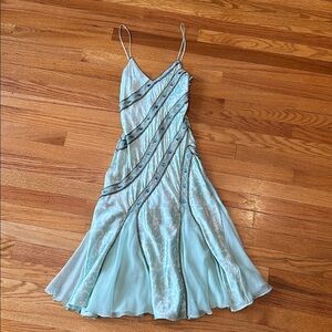 Nikka Women’s 100% Silk Blue Beaded Dress Size 4
